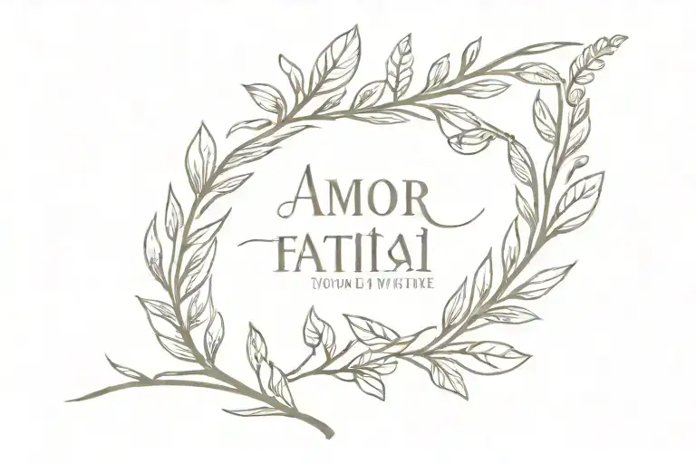 Amor fati memento vivere laurel wreath tattoo design idea