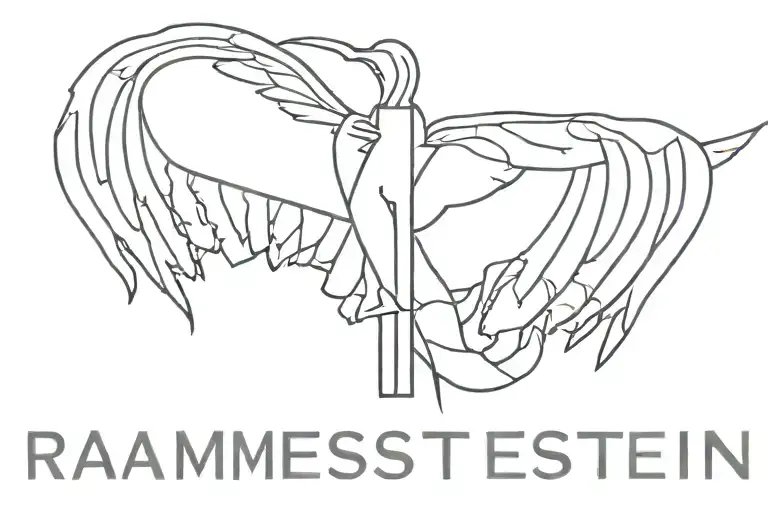 rammstein logo with text God knows, I don't want to be an angel. tattoo design idea