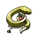 Snake eat an apple tattoo design idea