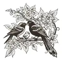 A silhouette of a mother bird feeding her baby bird, symbolizing the bond between a mother and daughter tattoo design idea