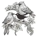 A silhouette of a mother bird feeding her baby bird, symbolizing the bond between a mother and daughter tattoo design idea