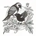 A silhouette of a mother bird feeding her baby bird, symbolizing the bond between a mother and daughter tattoo design idea