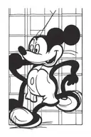 a Mickey mouse crying in the jail cell with bars tattoo design idea