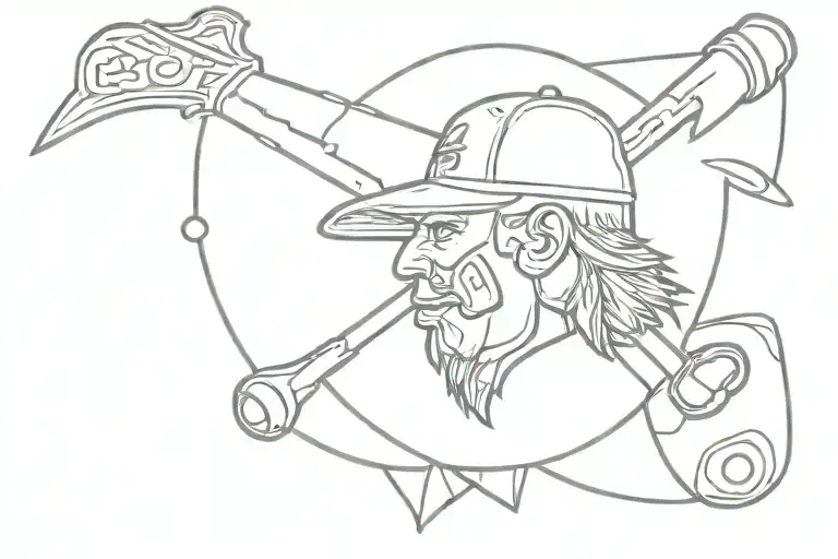 Fine line outline of an Atlanta Braves tomahawk  tattoo design idea