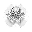 Um acampamento à beira do mar em estilo blackwork tattoo design idea