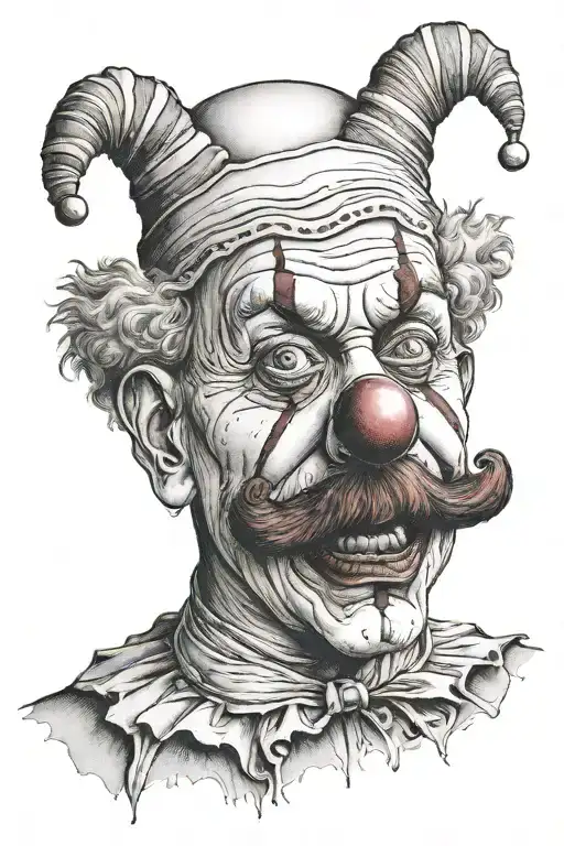 sad clown face tattoo design idea