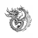 dragon spitting out fire tattoo design idea