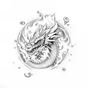 dragon spitting out fire tattoo design idea