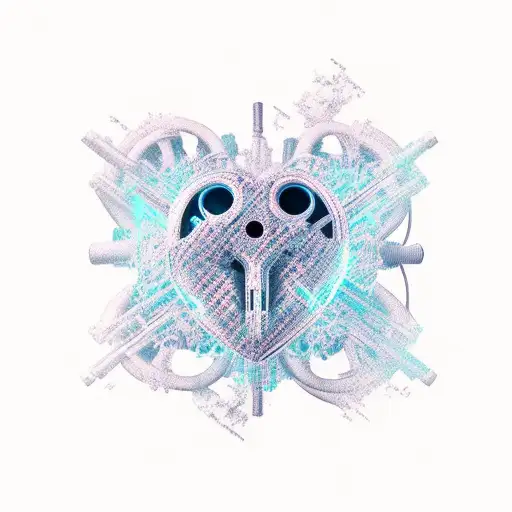 Turbo-charged 3D gear heart tattoo design idea