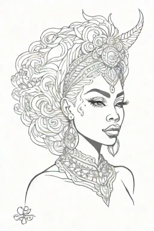 African American goddess sexy fit tattoo design idea