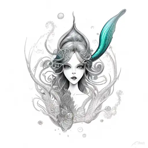 Sketch Mermaid Like Creature Looking For Tattoo Idea  BlackInk AI