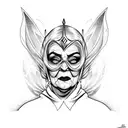 old grandma in Batman mask with tiara chubby and sweet tattoo design idea