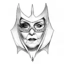old grandma in Batman mask with tiara chubby and sweet tattoo design idea
