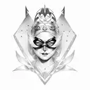 old grandma in Batman mask with tiara chubby and sweet tattoo design idea