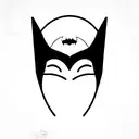 grandma Batman mask with tiara chubby and sweet tattoo design idea