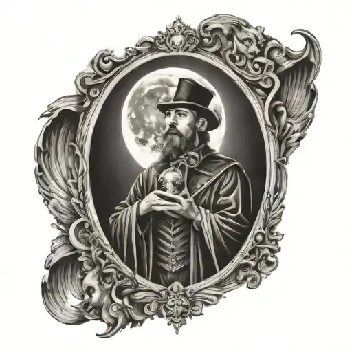 Tarot moon and magician tattoo design idea