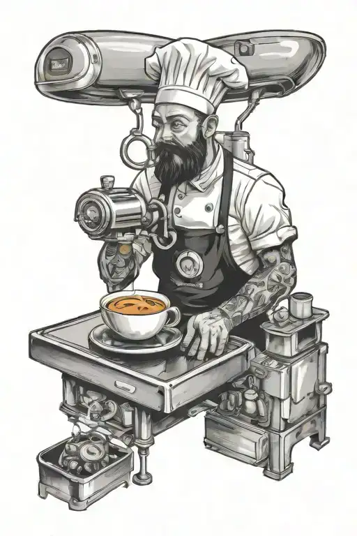 espresso machine chef tattoo design idea