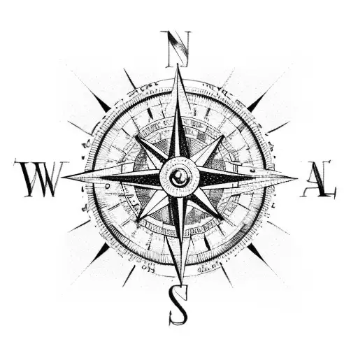 A compass with electrical symbols indicating different travel destinations tattoo design idea