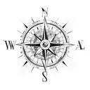 A compass with electrical symbols indicating different travel destinations tattoo design idea