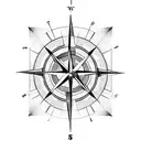 A compass with electrical symbols indicating different travel destinations tattoo design idea
