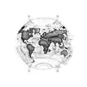 A map of the world with electrical circuits connecting different countries tattoo design idea