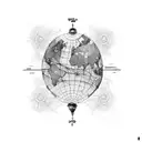 A map of the world with electrical circuits connecting different countries tattoo design idea
