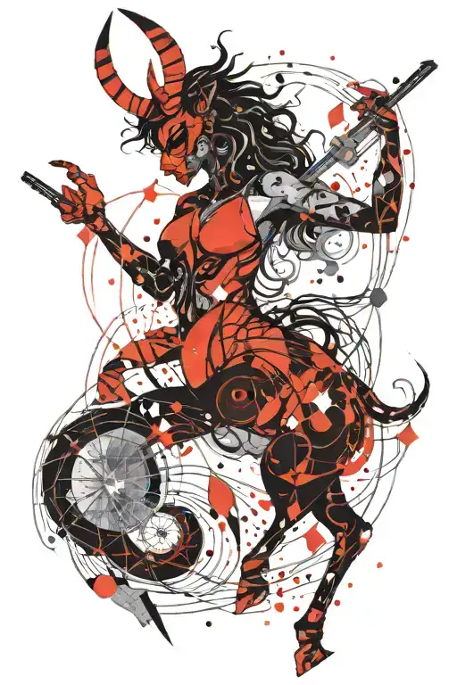 capricorn constellation metal music southern bad girl tattoo design idea
