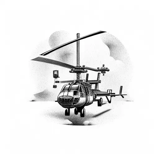 HH-60s Helicopter in a dramatic aerial rescue scene tattoo design idea