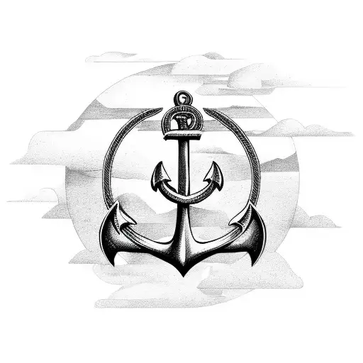 anchor with 3 birds  tattoo design idea