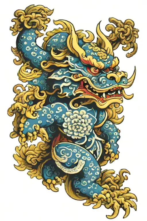 foo dog stanfing gaurd tattoo design idea
