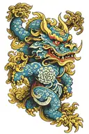 foo dog stanfing gaurd tattoo design idea