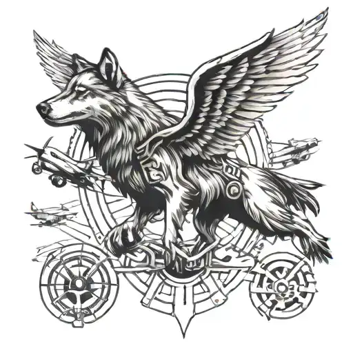 wolf race cars aviation mashup tattoo tattoo design idea
