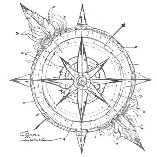 arrow piercing a compass rose tattoo design idea