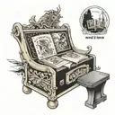 A closed book on a double bench tattoo design idea