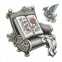 A closed book on a double bench tattoo design idea