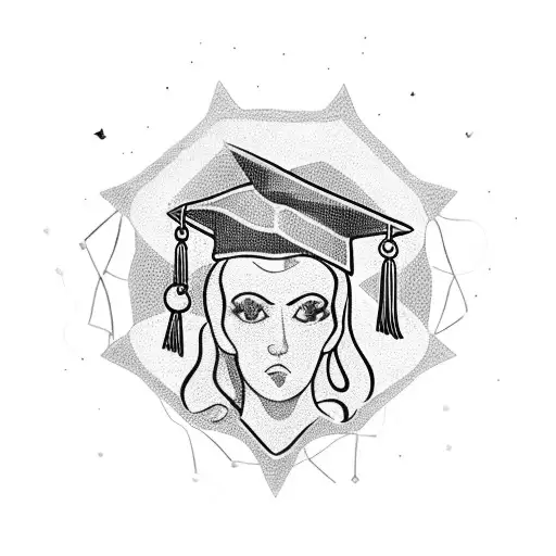 A thought-provoking tattoo of a graduation cap with a broken chain, representing the struggle and perseverance in education tattoo design idea
