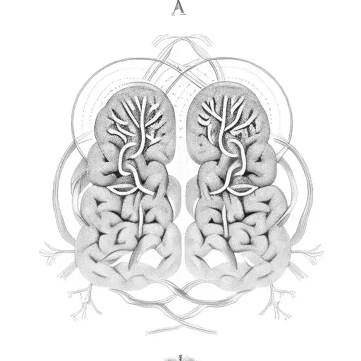 A beautiful tattoo of a brain intertwined with a tree of life, symbolizing the connection between neurology and the cycle of life tattoo design idea