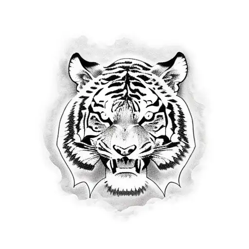 realistic tiger full body prowling tattoo design idea