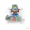 pug Freddy Krueger  tattoo design idea