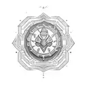 rounded aegis shield with different mythology motives around the shield tattoo design idea