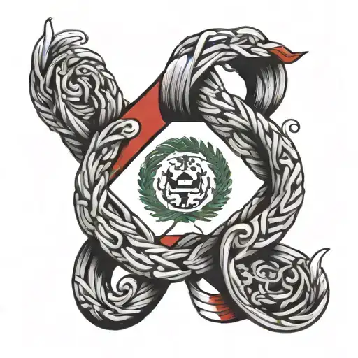 peru flag intertwined tattoo design idea