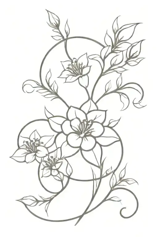 a bouquet with the flowers of the astrological signs of Aries, Cancer, Sagittarius and Libra tattoo design idea