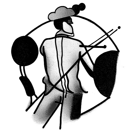 a pink man playing the drums tattoo design idea