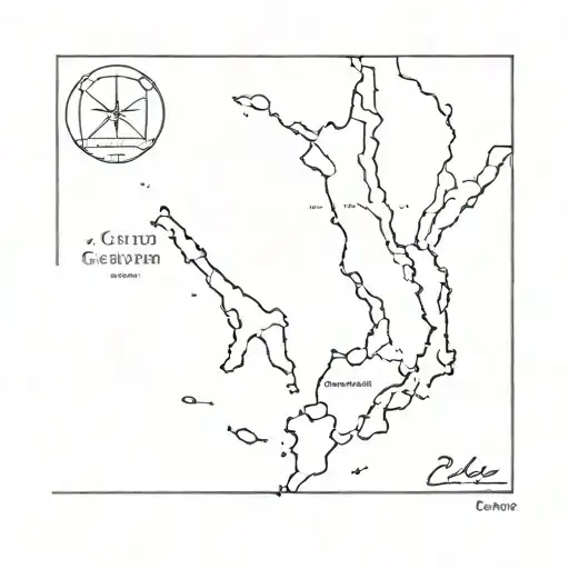 Create a tattoo design of the outline of Curaçao with the country abriviation (CW) and the country code/ area code tattoo design idea