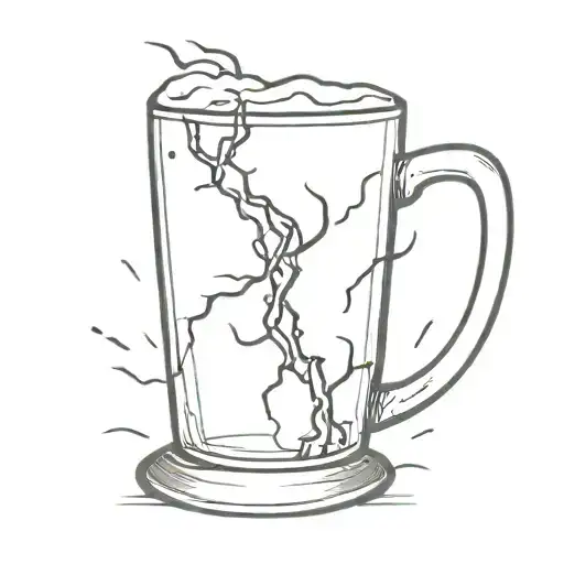 A black and grey tattoo of a beer mug overflowing with electrical sparks and lightning bolts tattoo design idea