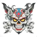 Oni Mask sugar skull  tattoo design idea