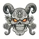 Oni Mask sugar skull  tattoo design idea