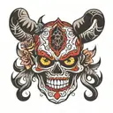 Oni Mask sugar skull  tattoo design idea
