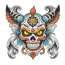 Oni Mask sugar skull  tattoo design idea