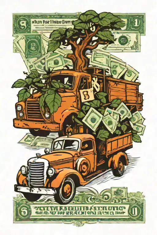 Peterbuilt truck cabby with money tree growing tattoo design idea